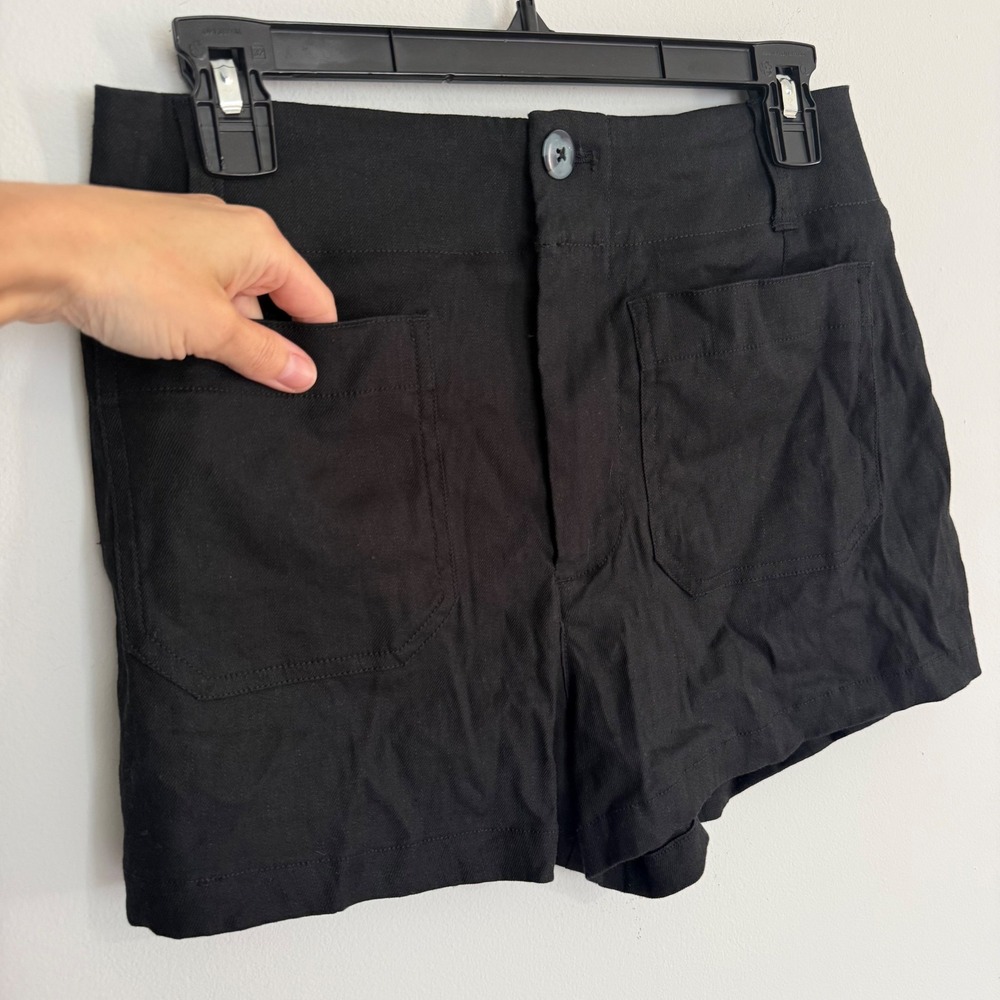 E1 Anthropologie Colette European Linen Stretch Black High-Rise Patch Pocket 27 - Picture 4 of 7